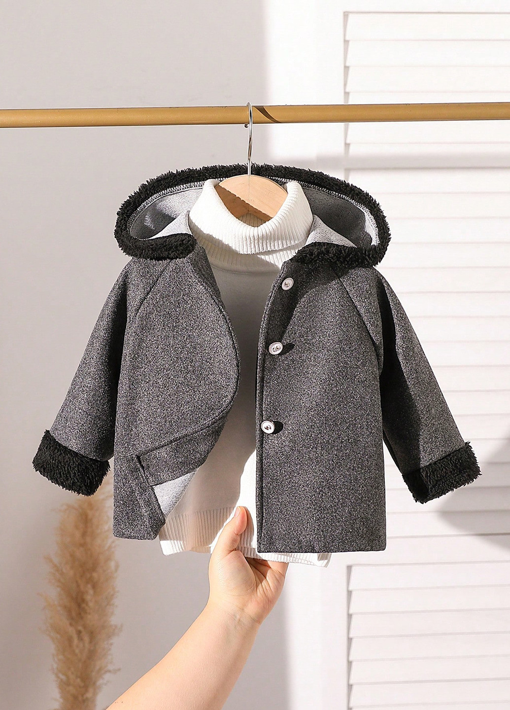 Темно-сірне Кежуал напівпальто SHEIN меланж