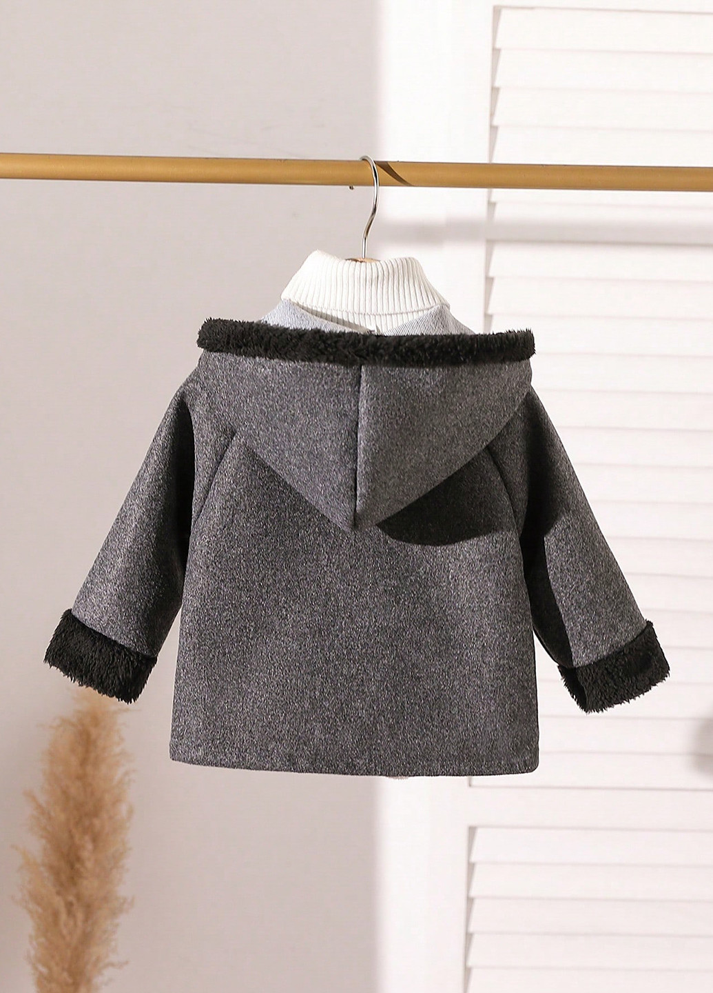 Темно-сірне Кежуал напівпальто SHEIN меланж