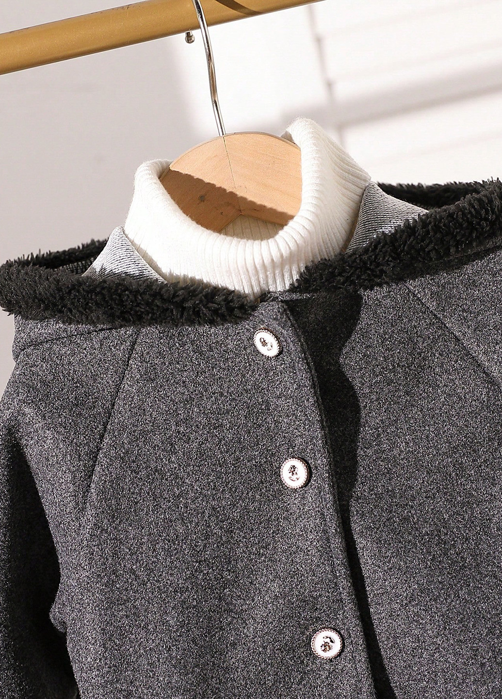 Темно-сірне Кежуал напівпальто SHEIN меланж