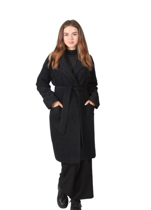 Чорне демісезонне Пальто 045 кашемир барашек чернй Актуаль