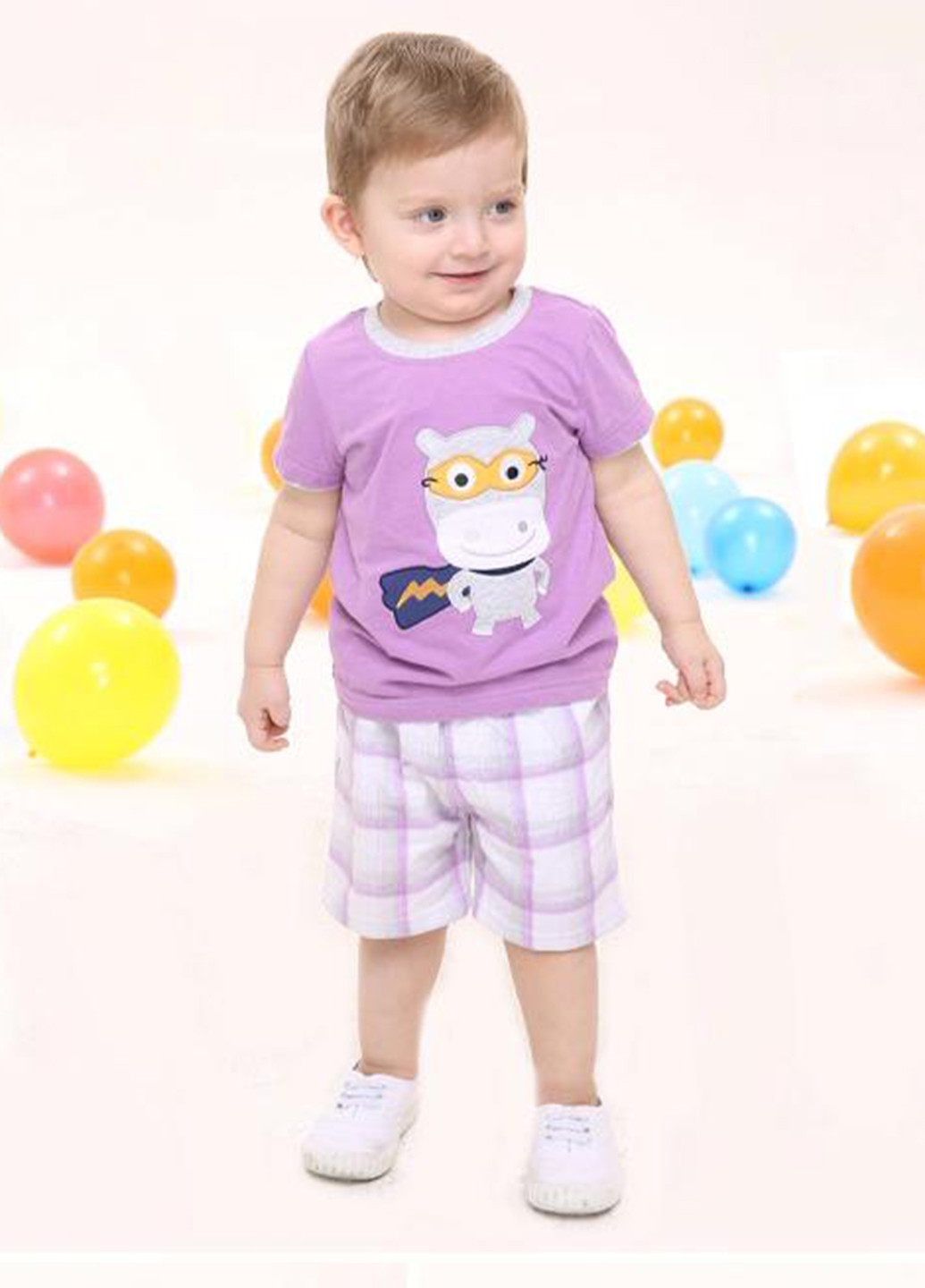 Фиолетовый летний комплект (футболка, шорты) Mom & Bab