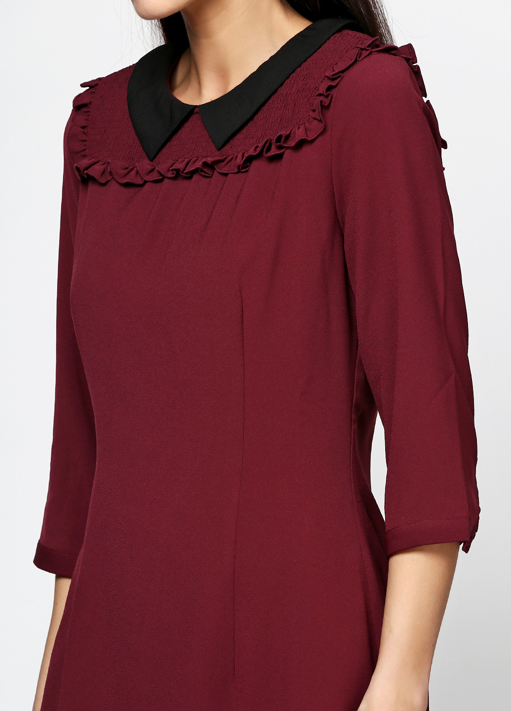 Бордовое кэжуал платье с длинным рукавом Mint & Berry однотонное