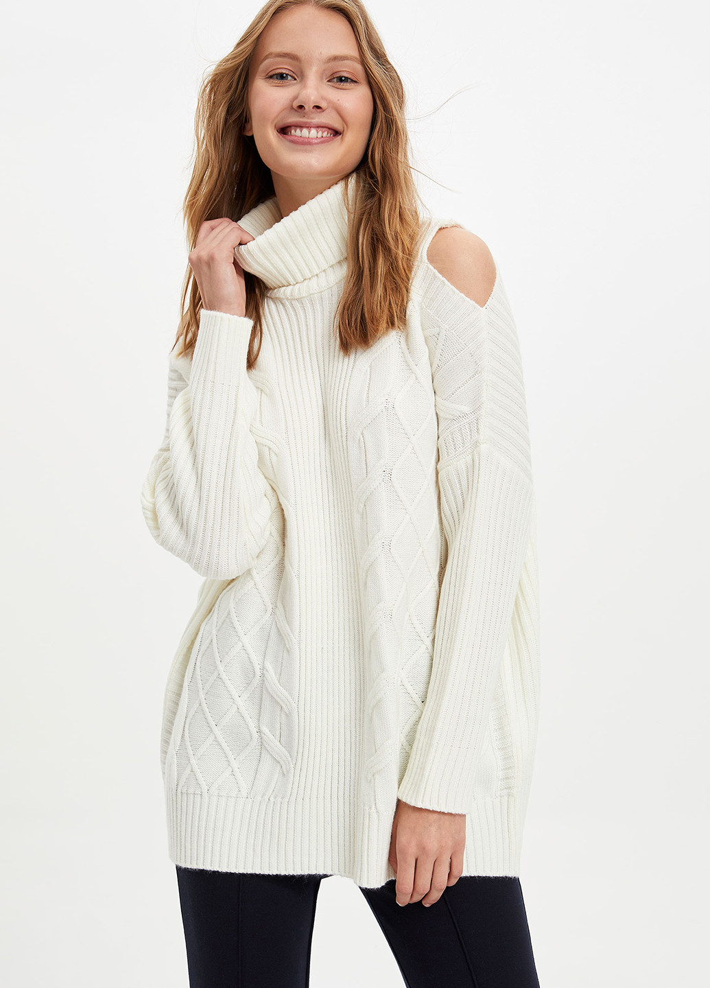 Білий зимовий светр DeFacto