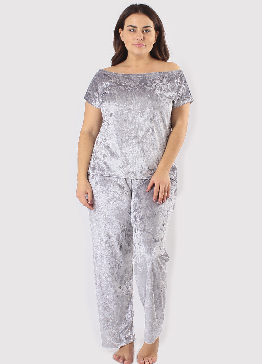 Світло-сіра всесезон піжама (футболка, штани) футболка + штани Ghazel