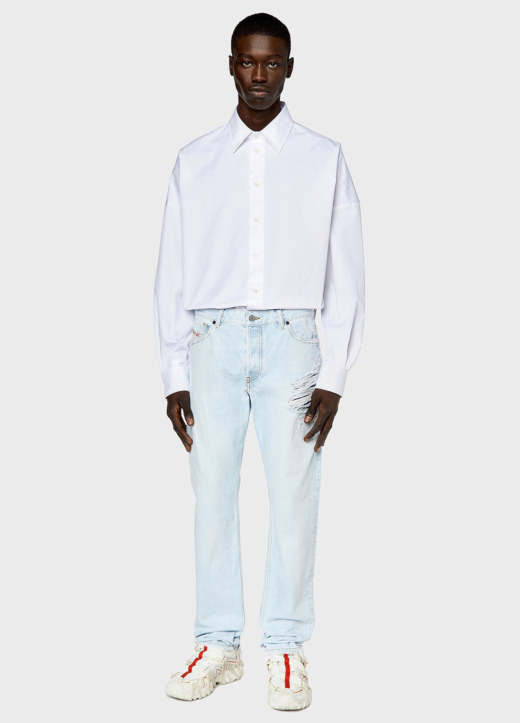 Голубые демисезонные прямые джинсы Diesel