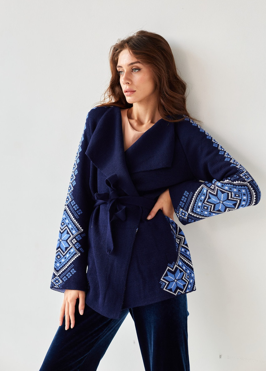 Кардиган Христина синій з волошковим + білим MEREZHKA (254774420)