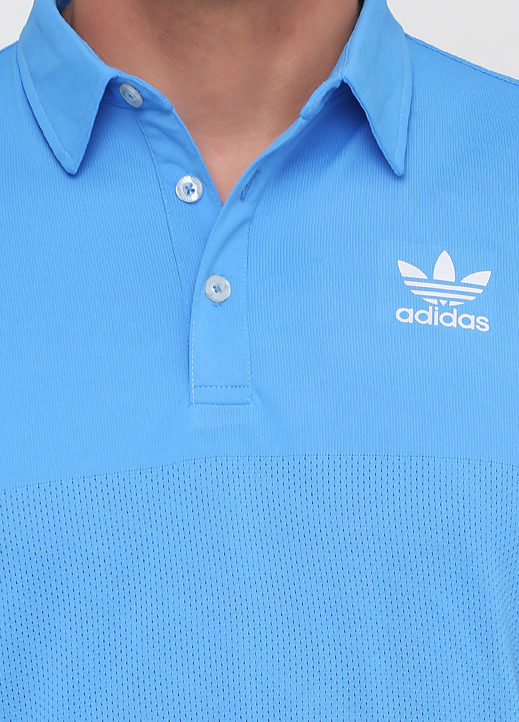Голубой футболка-поло для мужчин adidas с логотипом