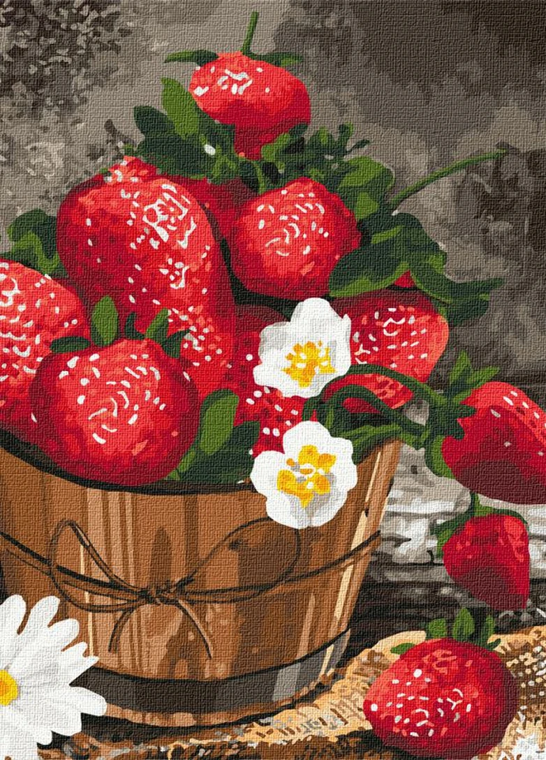Картина по номерам. Клубничный букет . 30х30см. KHO5595. Идейка (253484114)