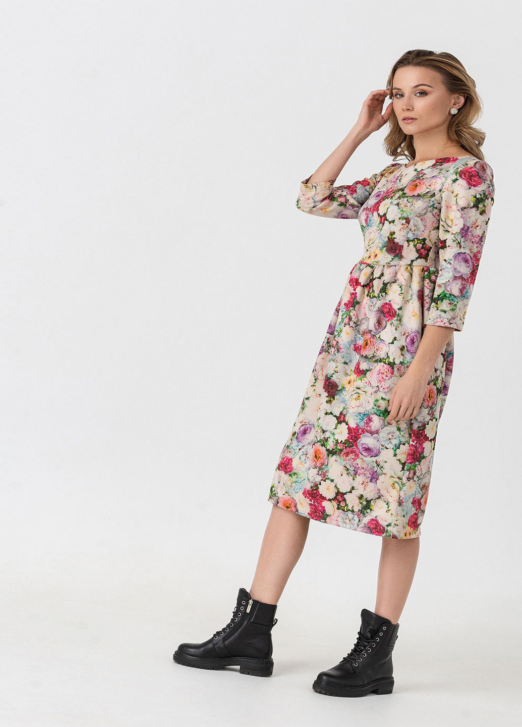 Комбинированное кэжуал платье Vovk с цветочным принтом