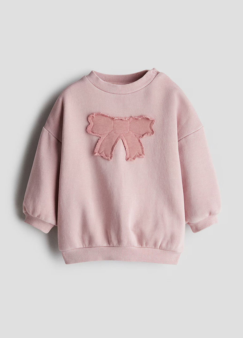 H&M світшот однотонний рожево-ліловий кежуал бавовна, трикотаж з начосом