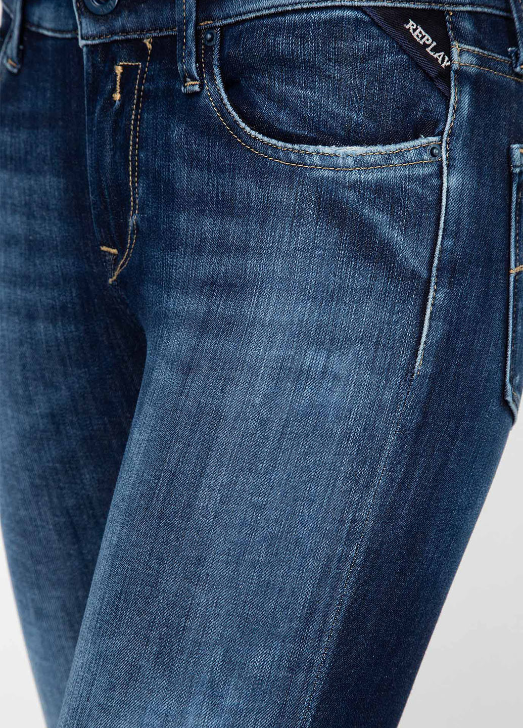 Джинси Replay завужені однотонні сині джинсові бавовна