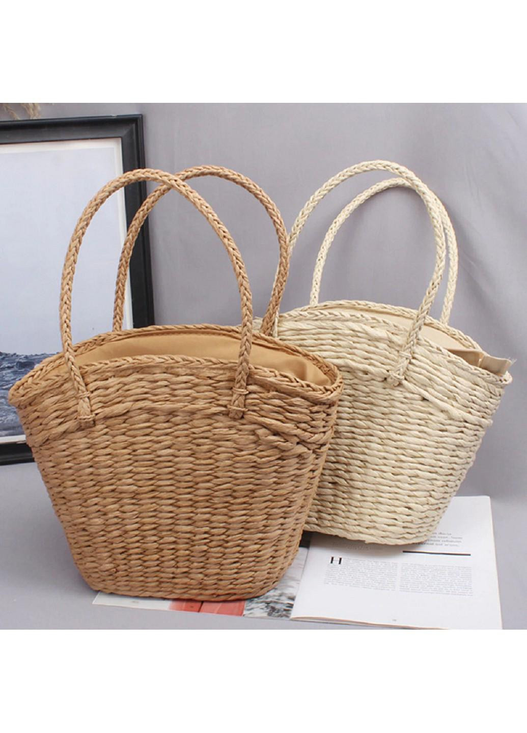 Плетенная из рафии сумочка-корзина с ремешком,светлая (je2022-3) No Brand сумка-корзина молочная