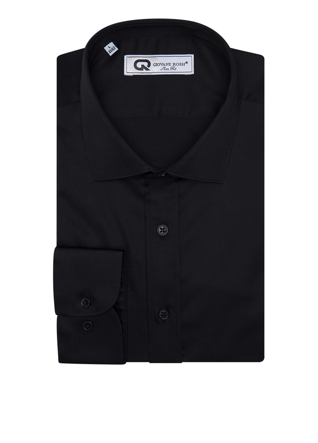 Черная кэжуал рубашка однотонная Giovane Rossi с длинным рукавом