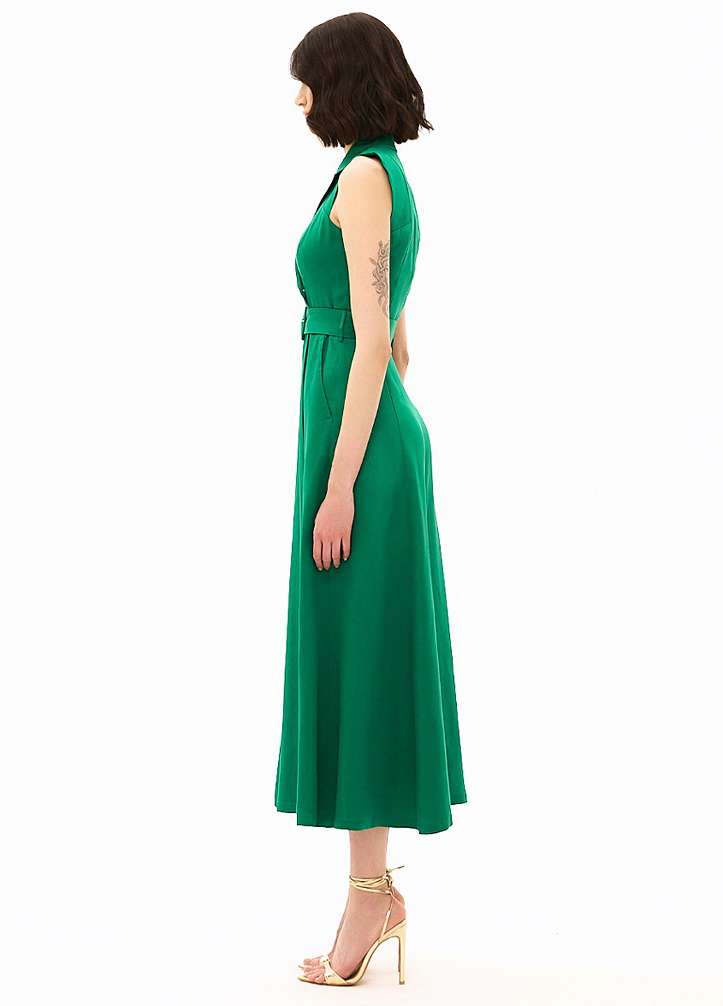 Зелена кежуал сукня кльош, на запах BGL однотонна