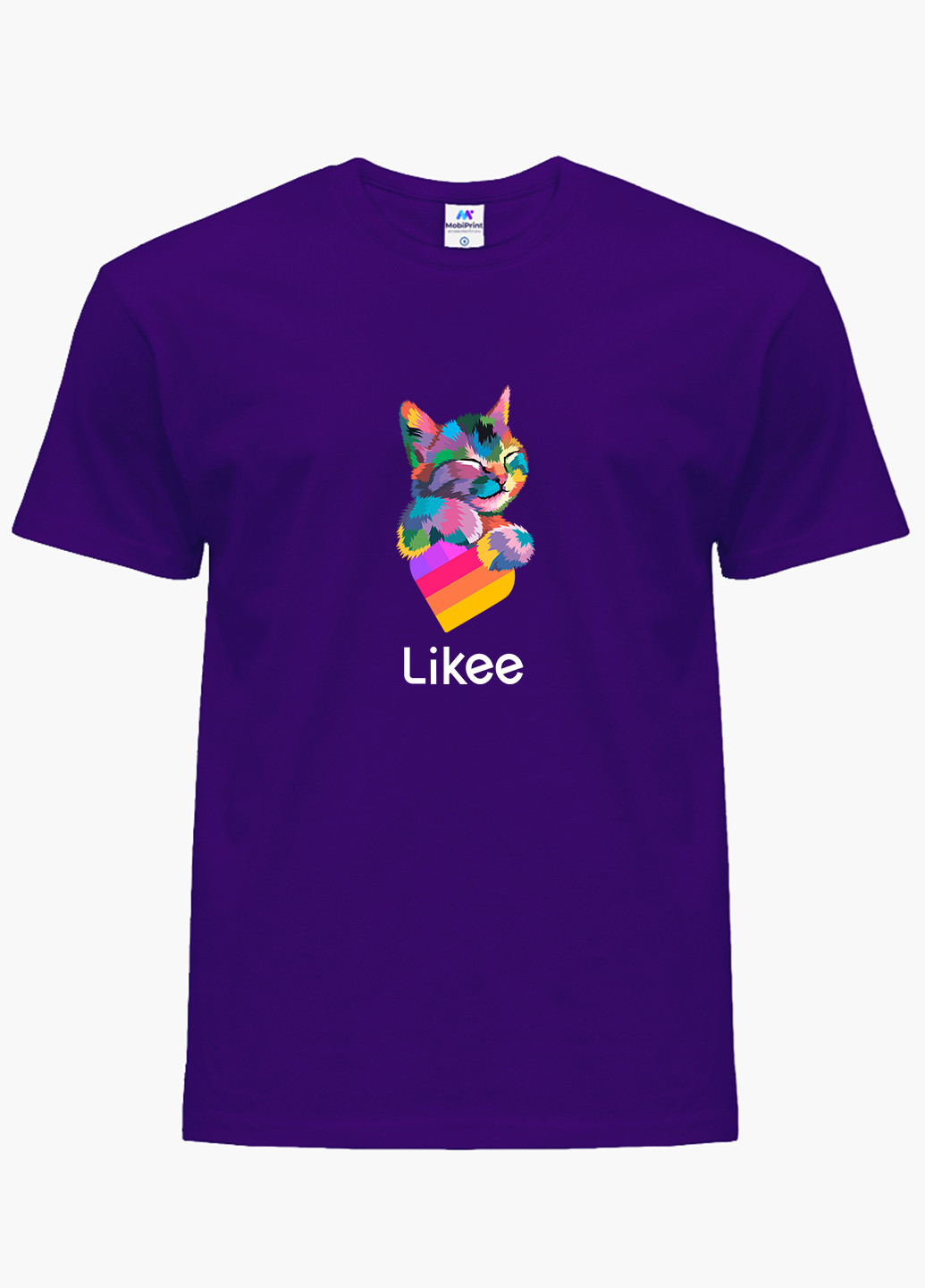 Фіолетова демісезонна футболка дитяча лайк котик (likee cat) (9224-1040) MobiPrint