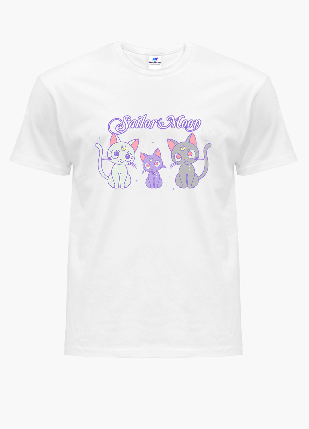 Белая демисезонная футболка детская луна кошки сейлор мун (anime sailor moon cats) белый (9224-2920) 164 см MobiPrint