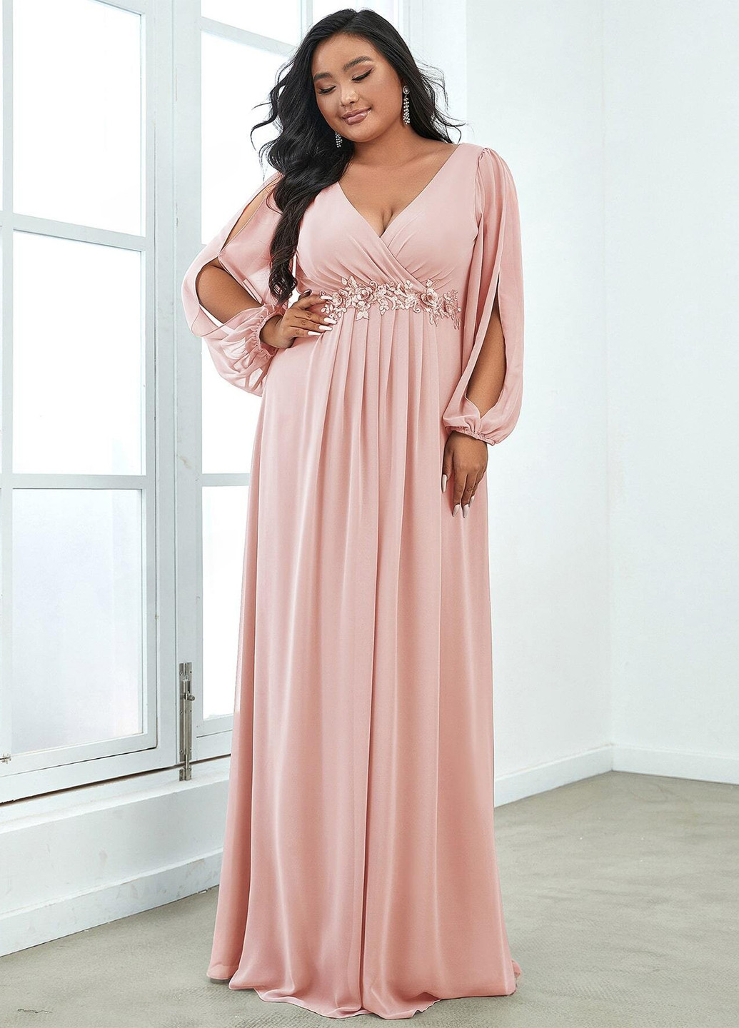 Рожева вечірня сукня кльош SHEIN однотонна