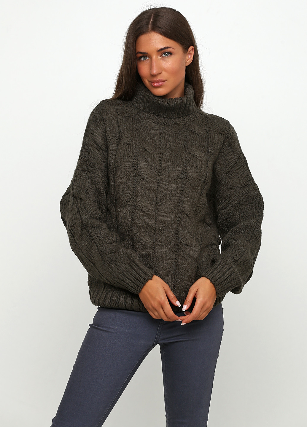 Оливковий (хакі) демісезонний светр Fashion