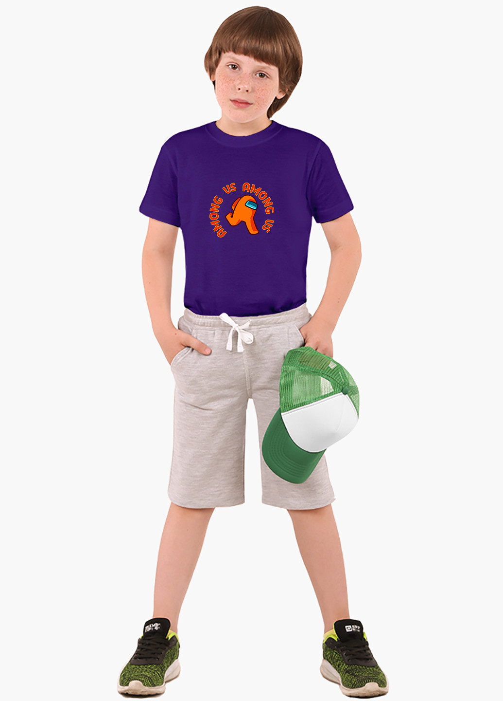 Фиолетовая демисезонная футболка детская амонг ас оранжевый (among us orange)(9224-2408) MobiPrint