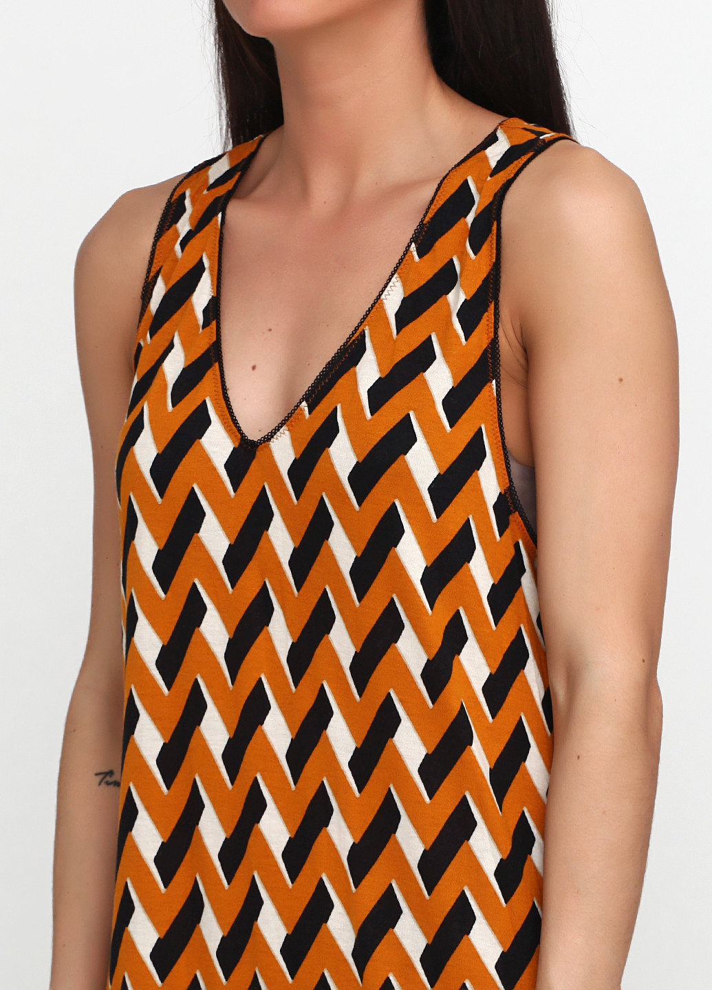 Гірчична кежуал сукня H&M з геометричним візерунком