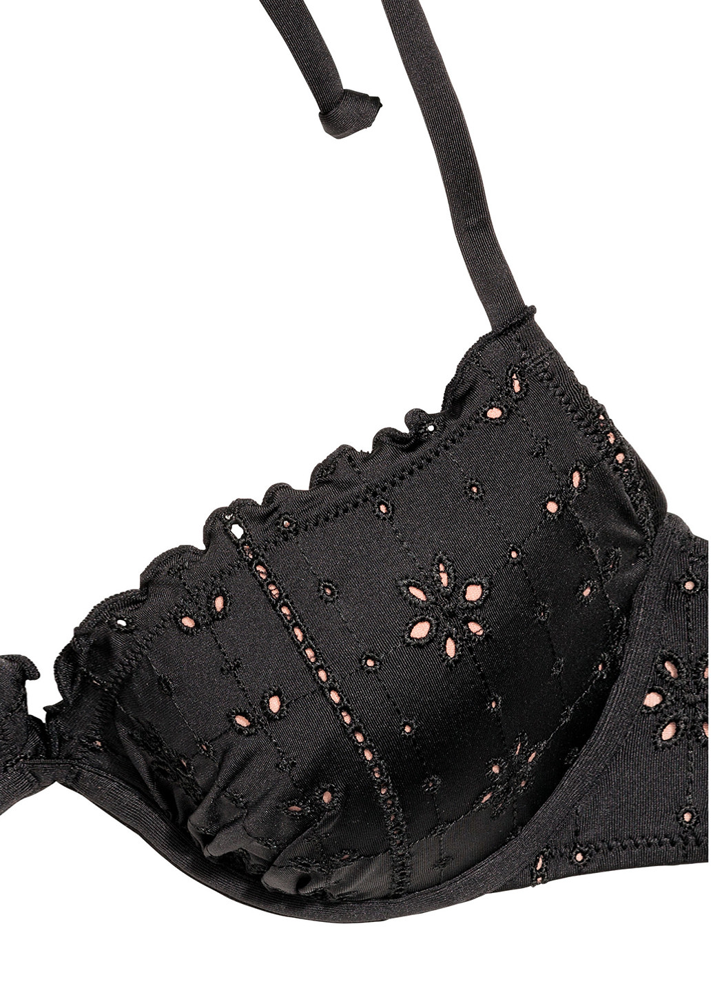 Купальный лиф H&M бикини однотонный чёрный пляжный полиэстер, трикотаж