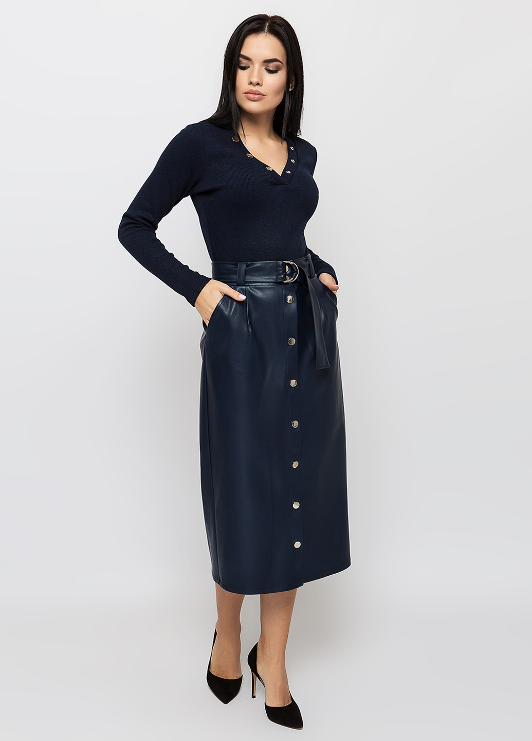Темно-синяя кэжуал однотонная юбка Simply Brilliant