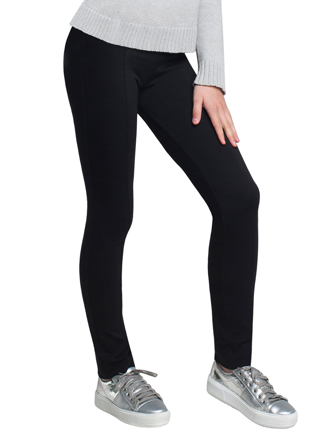 Черные кэжуал демисезонные со средней талией брюки Conte