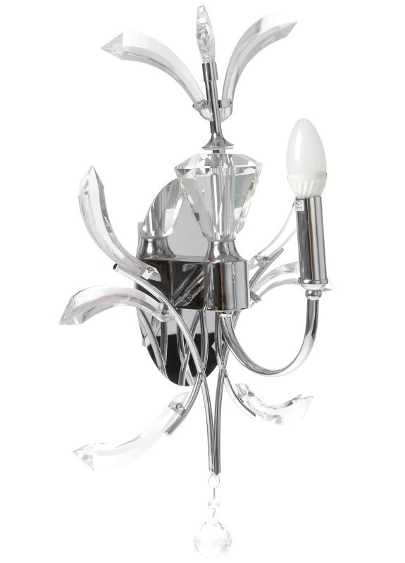 Бра настенное накладное хрустальное свеча классическое BCL-416W/1 E14 CHR Brille (253894519)