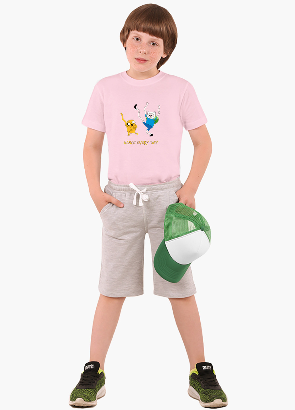 Рожева демісезонна футболка дитяча фінн і джейк пес час пригод (adventure time) (9224-1580) MobiPrint