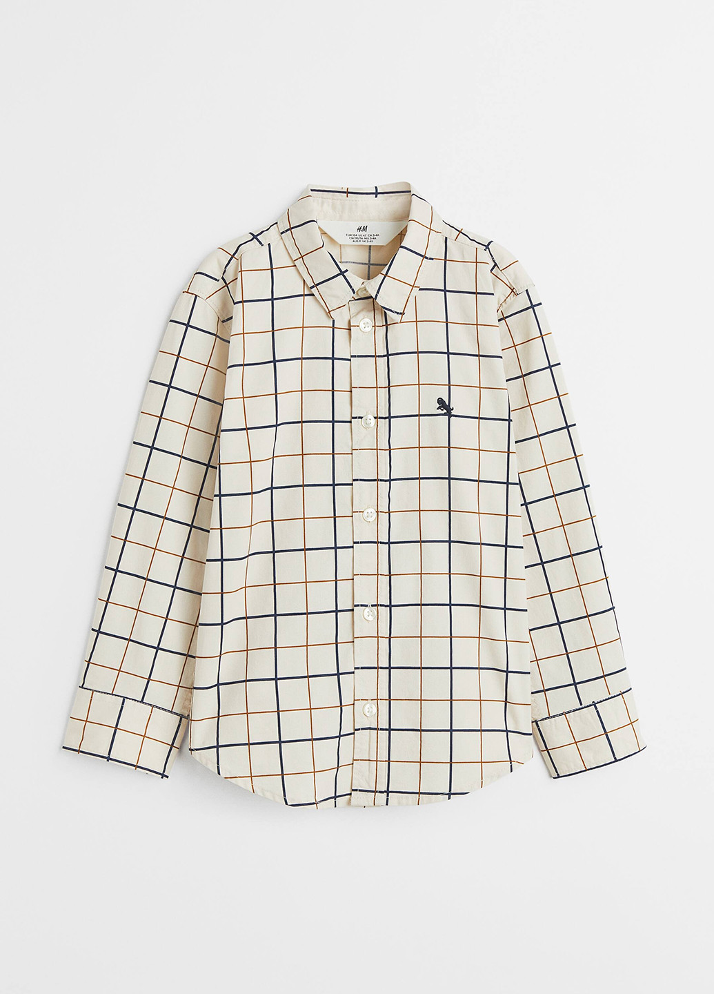 Светло-бежевая кэжуал рубашка в клетку H&M с длинным рукавом