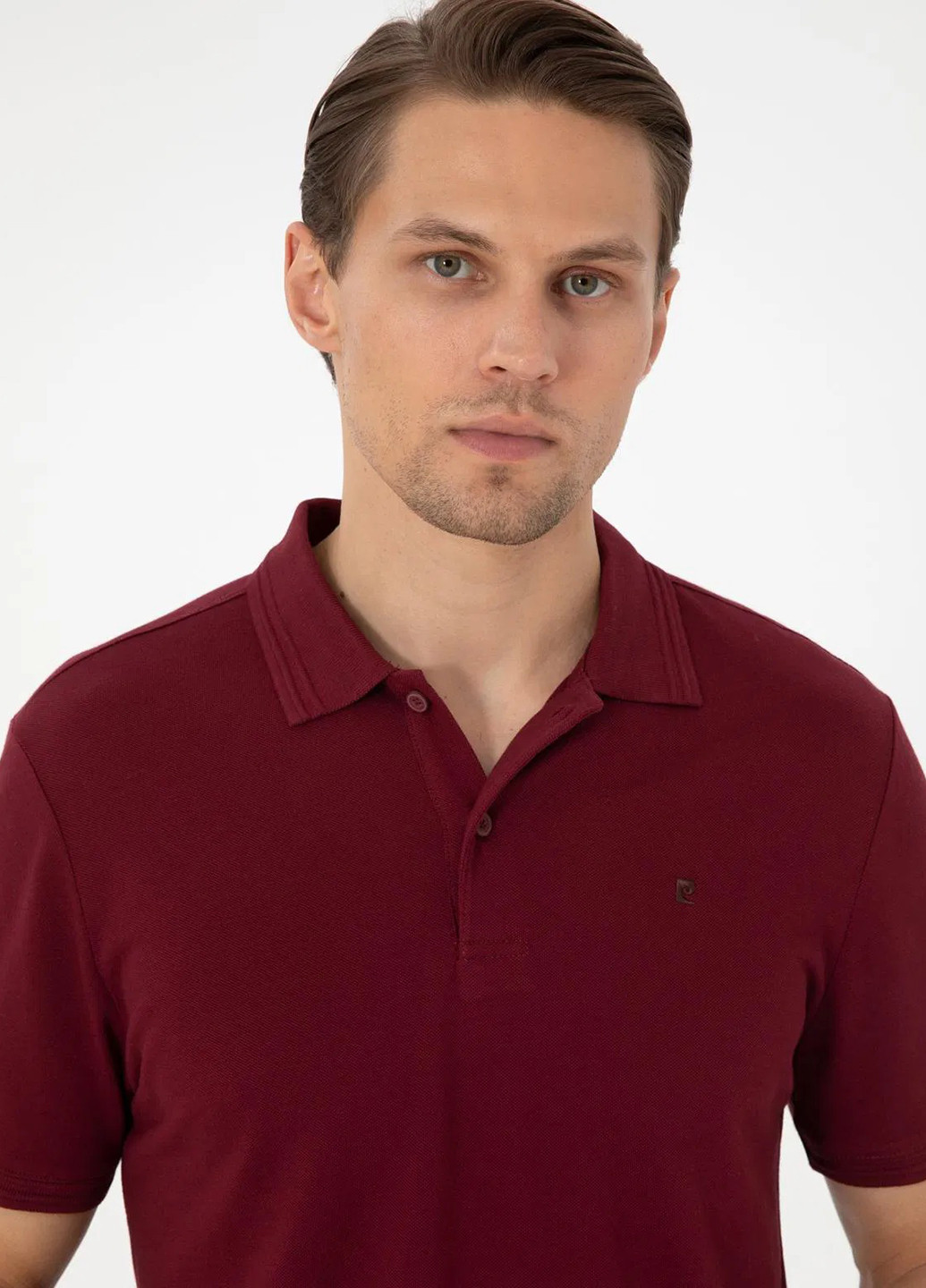Бордовая футболка-поло для мужчин Pierre Cardin однотонная