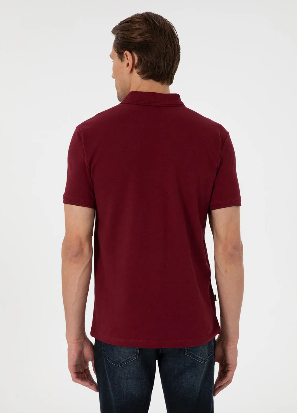 Бордовая футболка-поло для мужчин Pierre Cardin однотонная