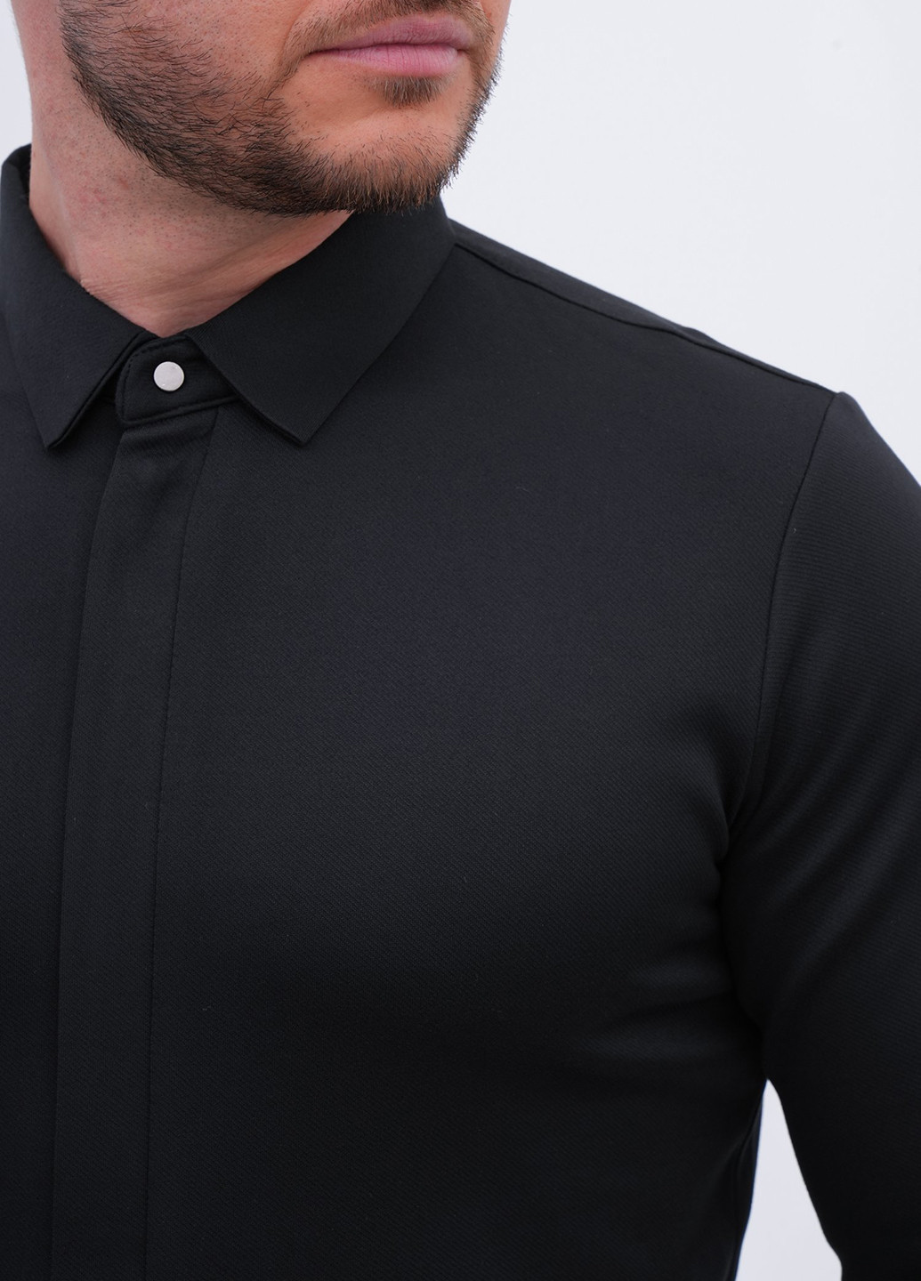 Черная классическая, кэжуал рубашка однотонная Trend Collection