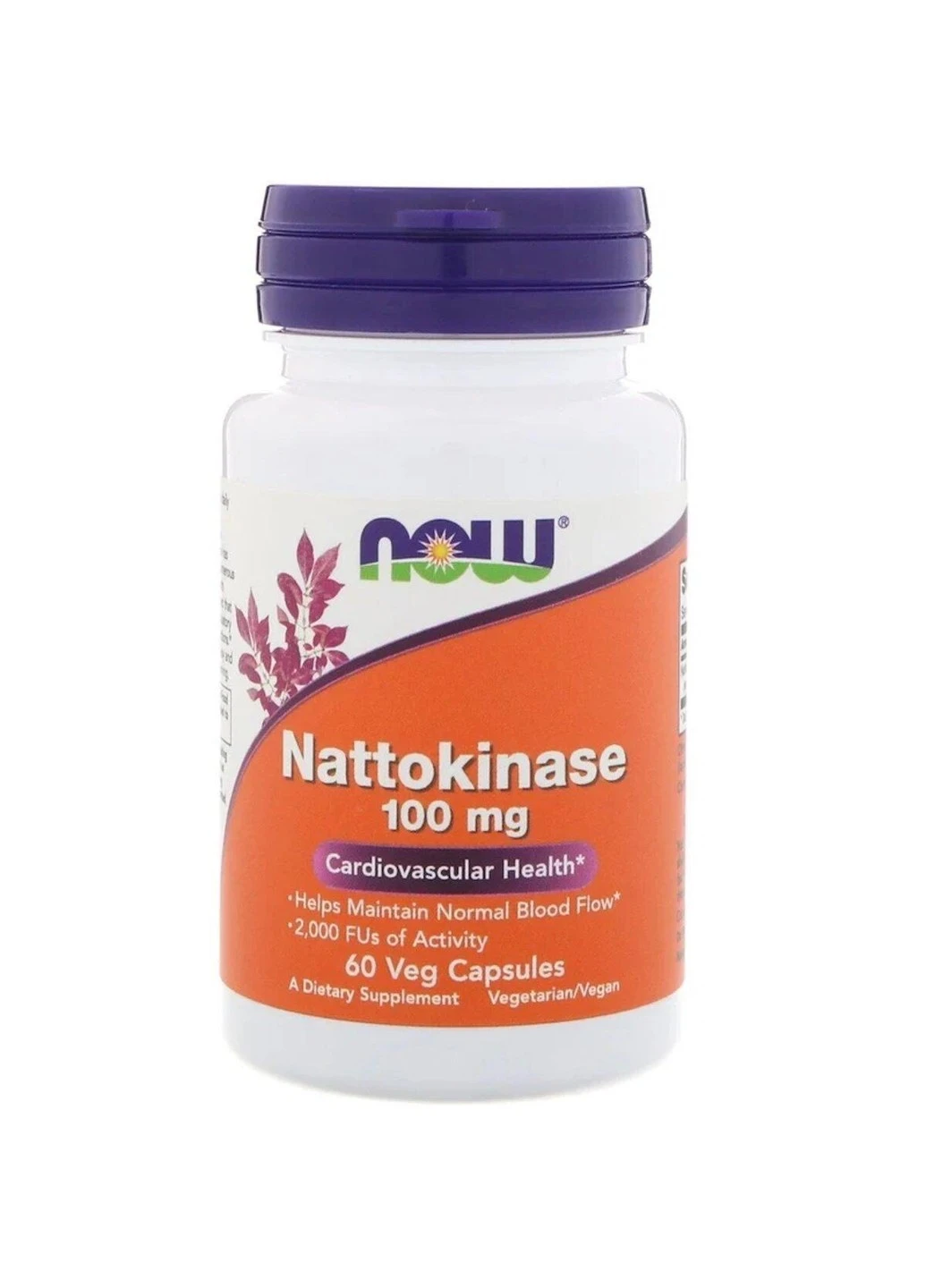Наттокиназа, 100 мг, Nattokinase, NOW, 60 вегетарианских капсул Now Foods (255409589)