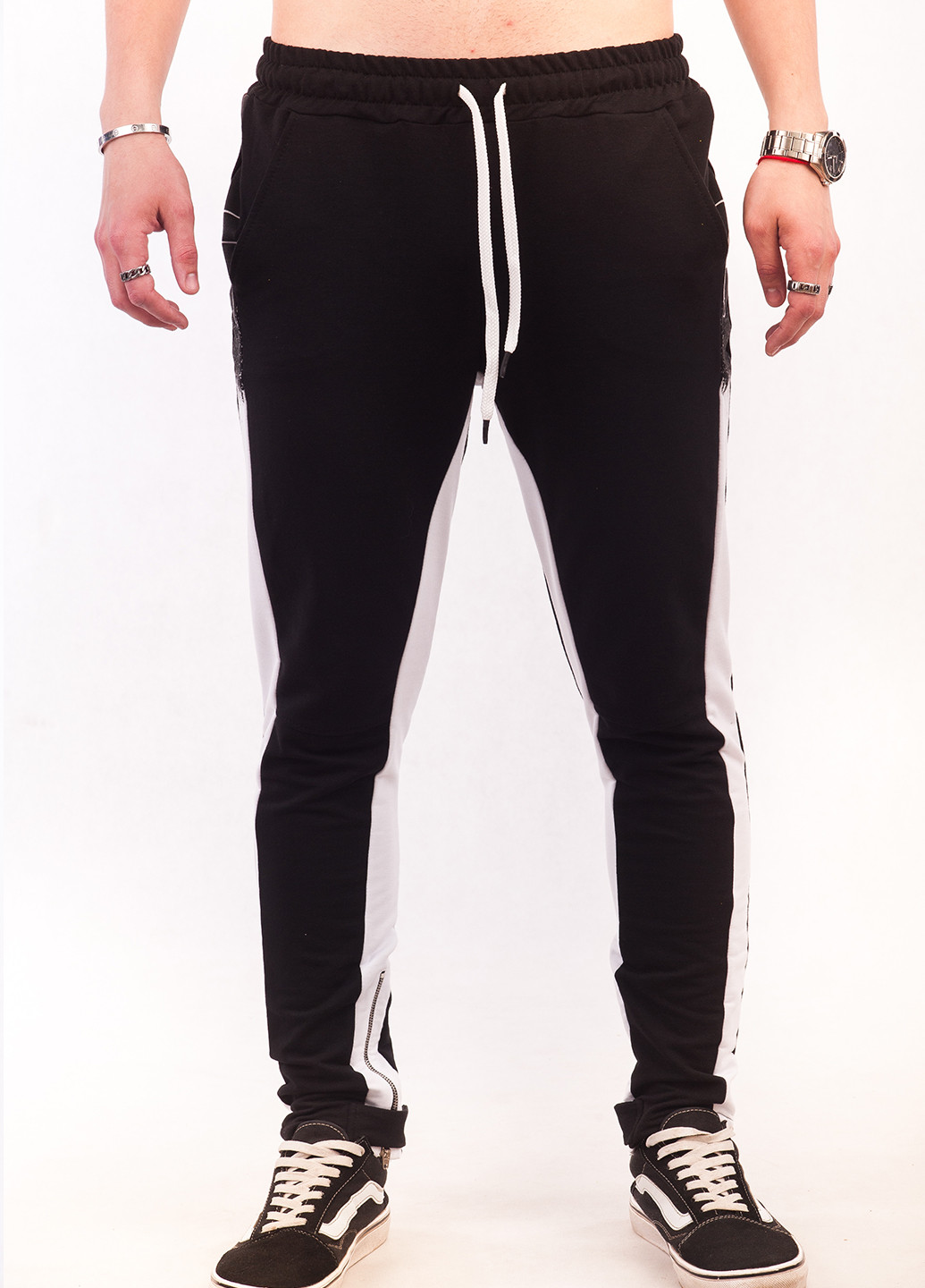 Черные спортивные демисезонные со средней талией брюки LUD