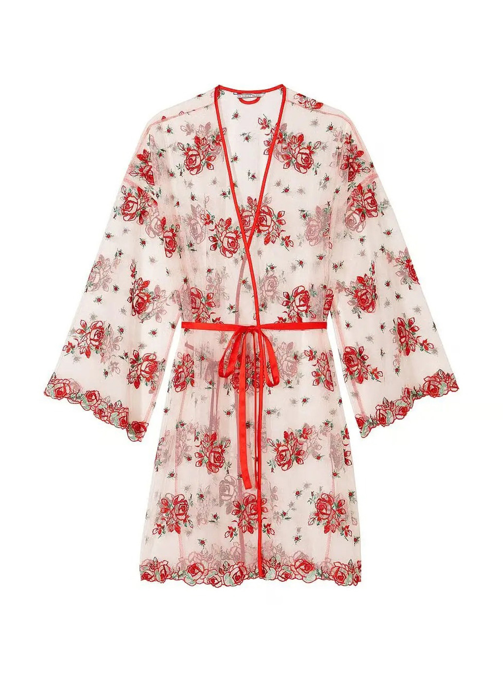 Красный демисезонный комплект (халат, комбинация, трусики) Victoria's Secret