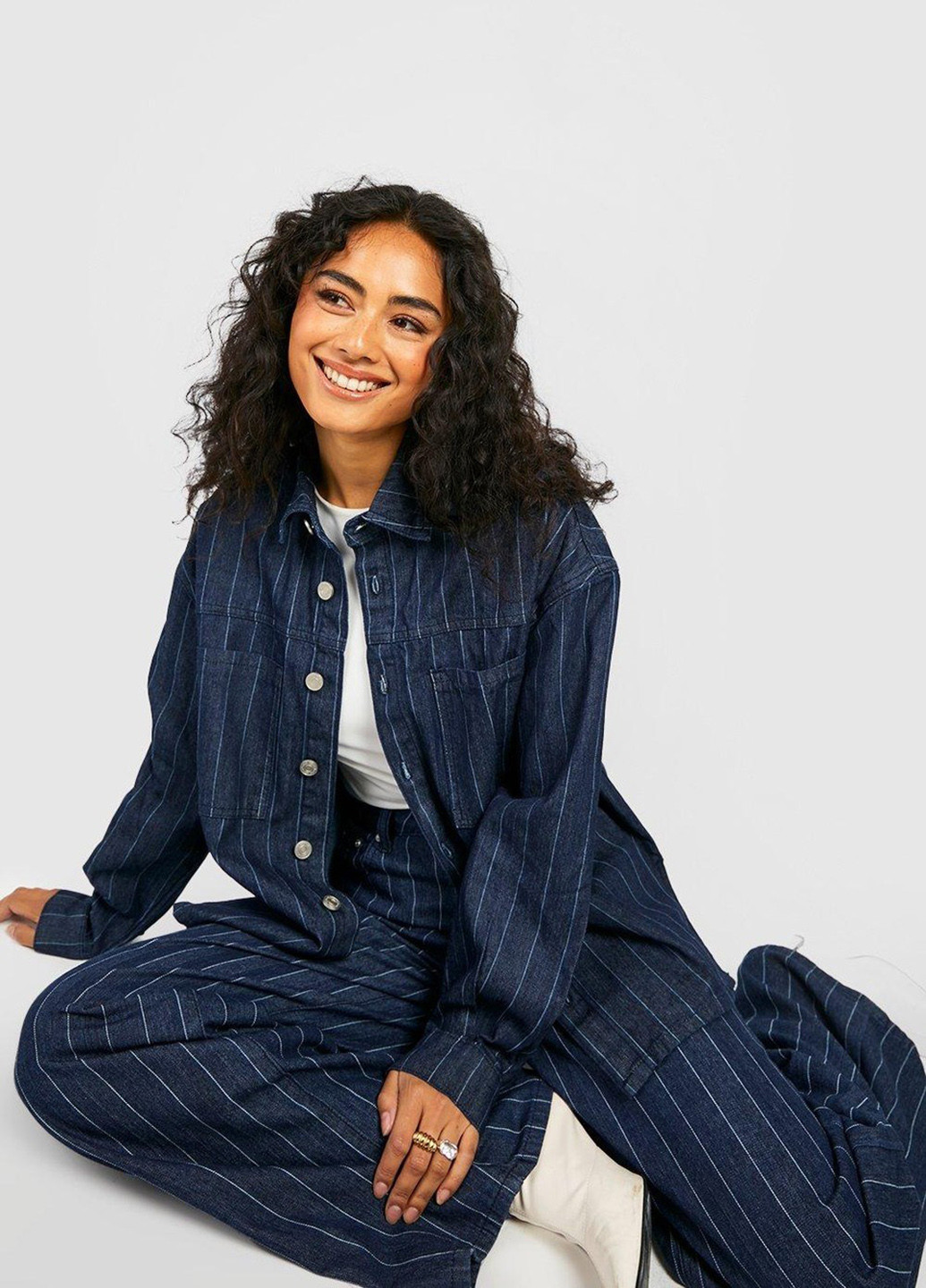 Морской волны кэжуал рубашка в полоску Boohoo