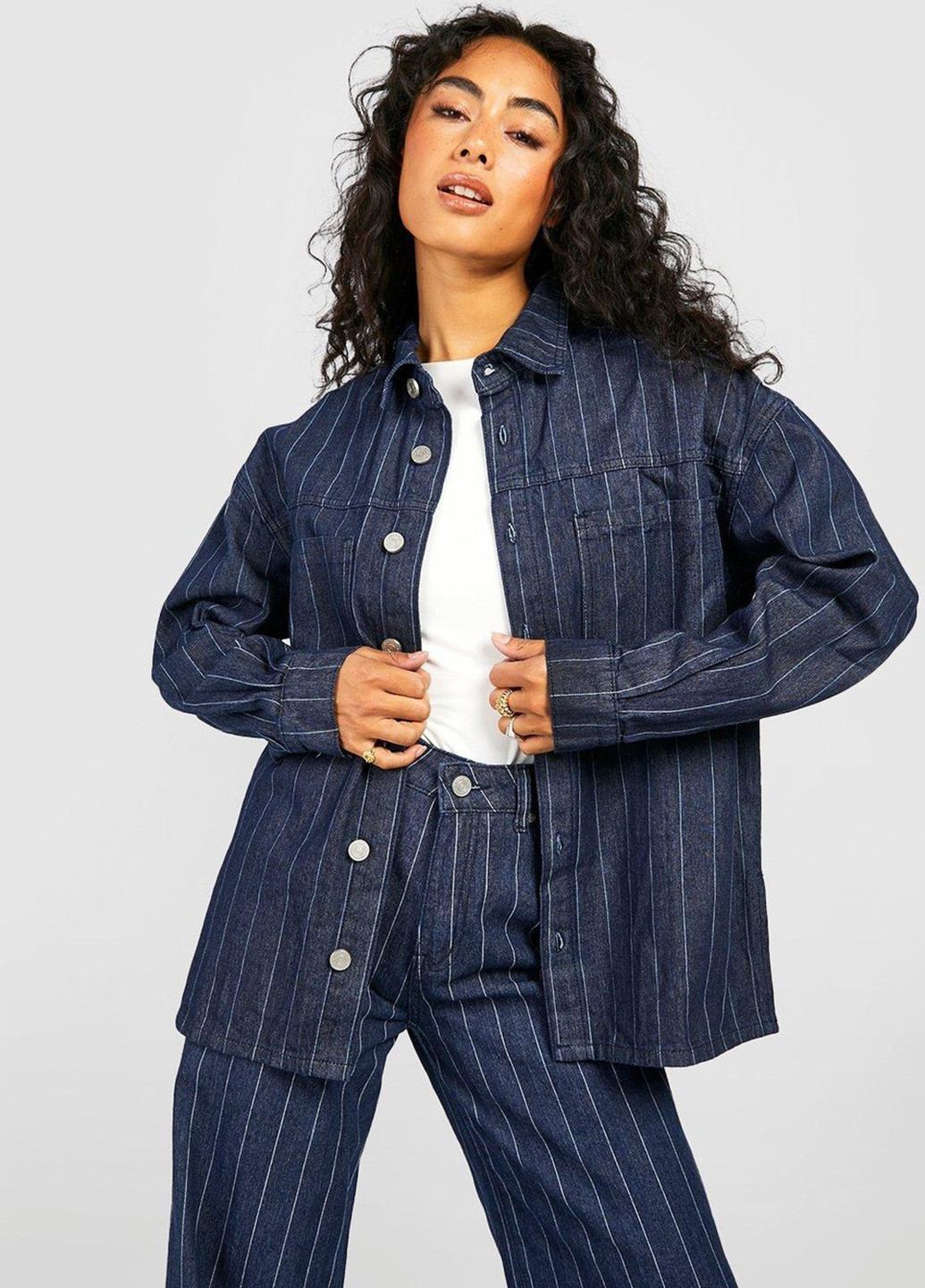 Морской волны кэжуал рубашка в полоску Boohoo