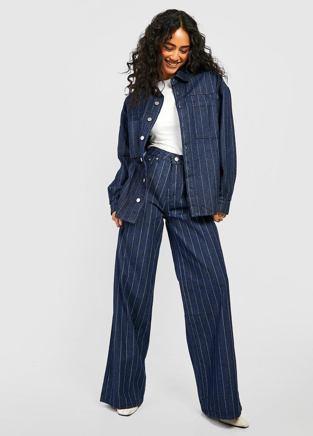 Морской волны кэжуал рубашка в полоску Boohoo