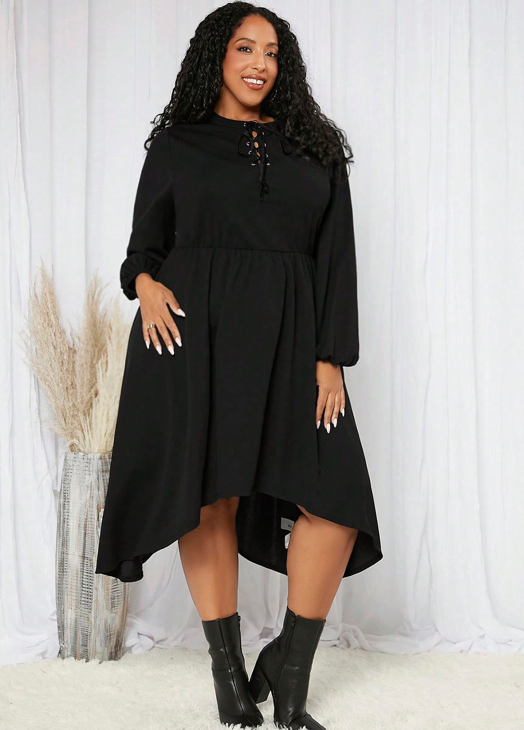 Чорна кежуал сукня кльош SHEIN однотонна