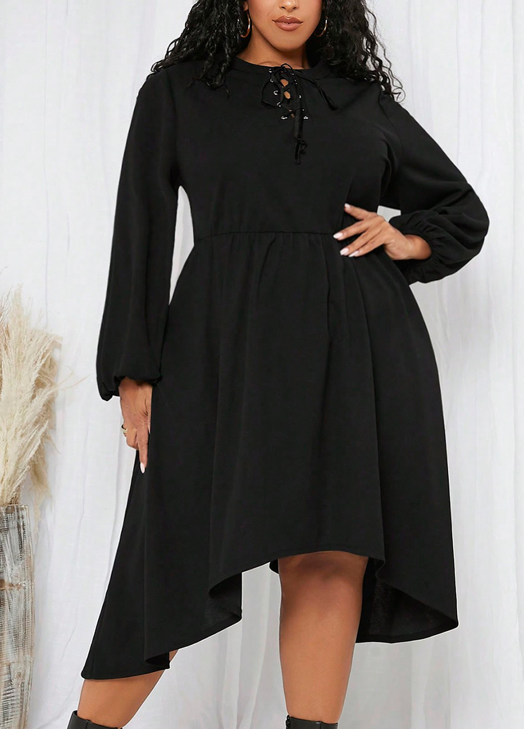 Чорна кежуал сукня кльош SHEIN однотонна