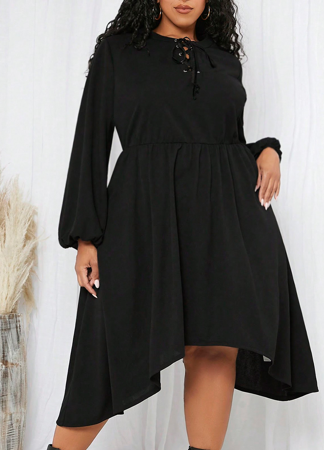 Чорна кежуал сукня кльош SHEIN однотонна