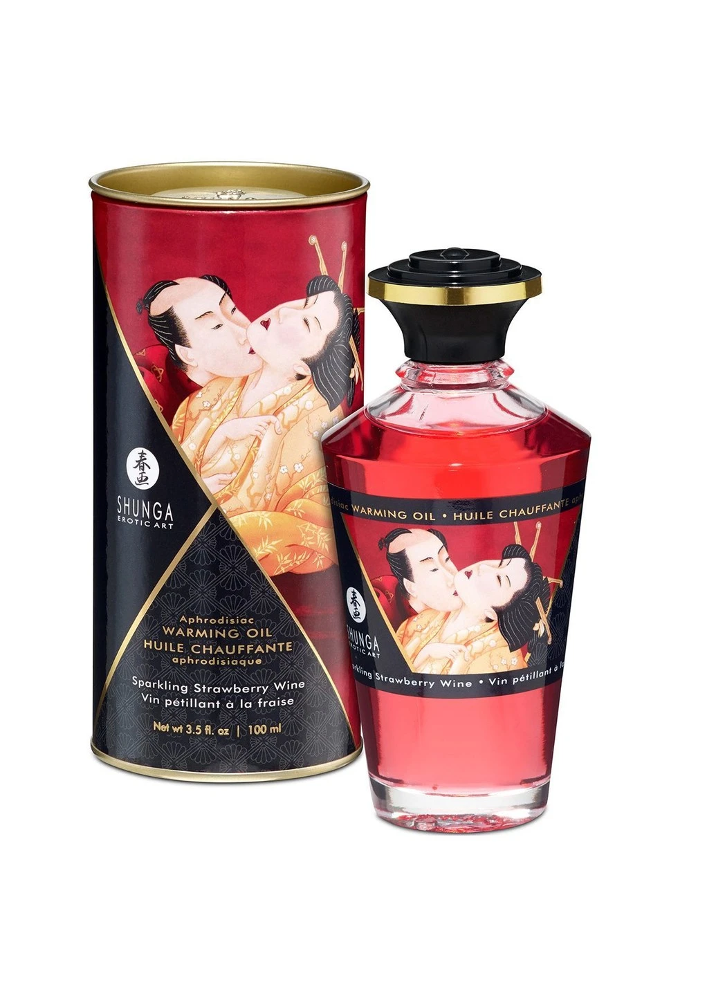 Разогревающее масло Aphrodisiac Warming Oil - Sparkling Strawberry Wine (100 мл) без сахара Shunga (255169367)