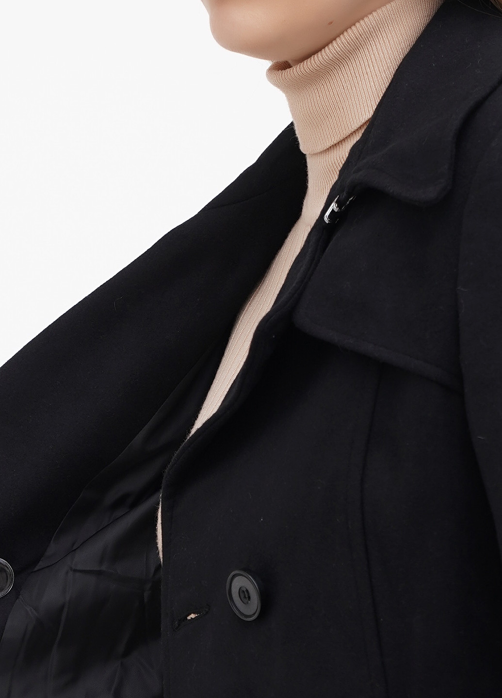 Черное демисезонное Пальто двубортное Femme Prive