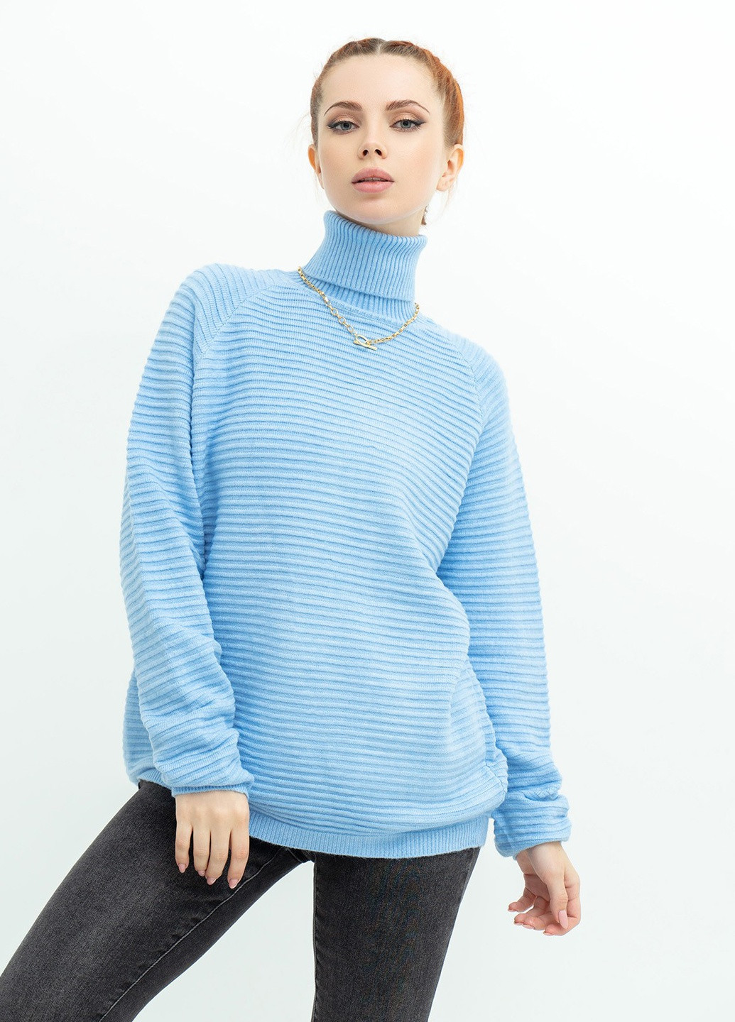 Голубой зимний свитер женский ISSA PLUS WN20-369
