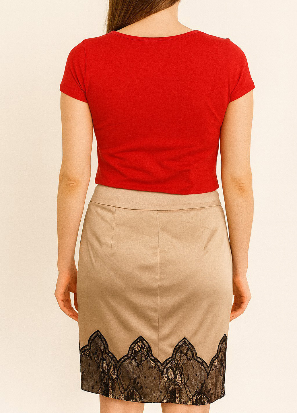 Бежевая кэжуал однотонная юбка Sassofono карандаш