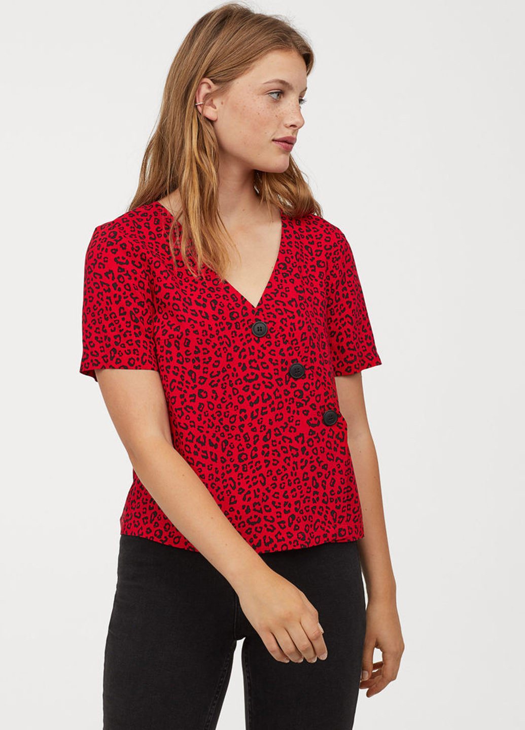 Красная блуза на запах H&M