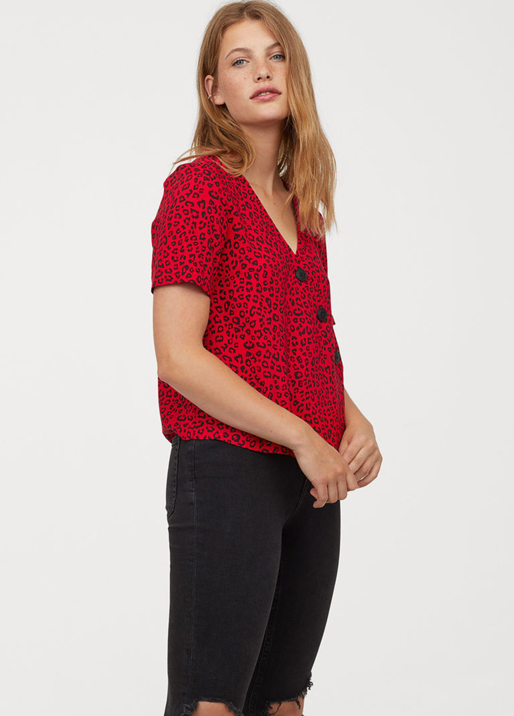 Красная блуза на запах H&M