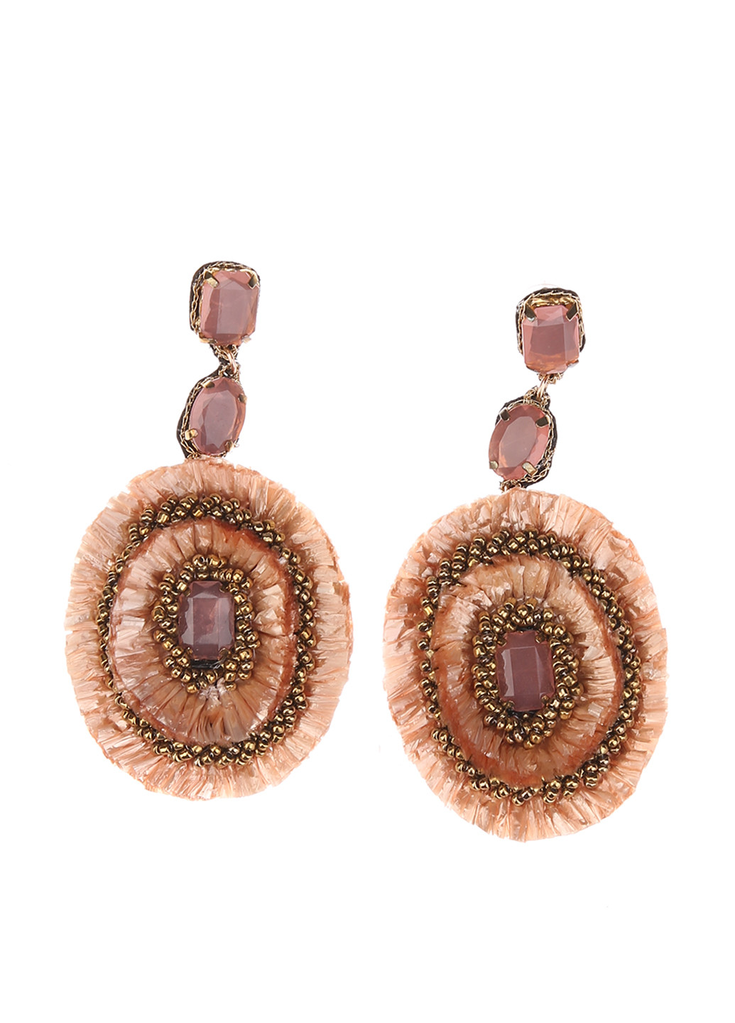 Сережки Heine сережки з підвісками однотонні рожево-коричневі пластик, метал