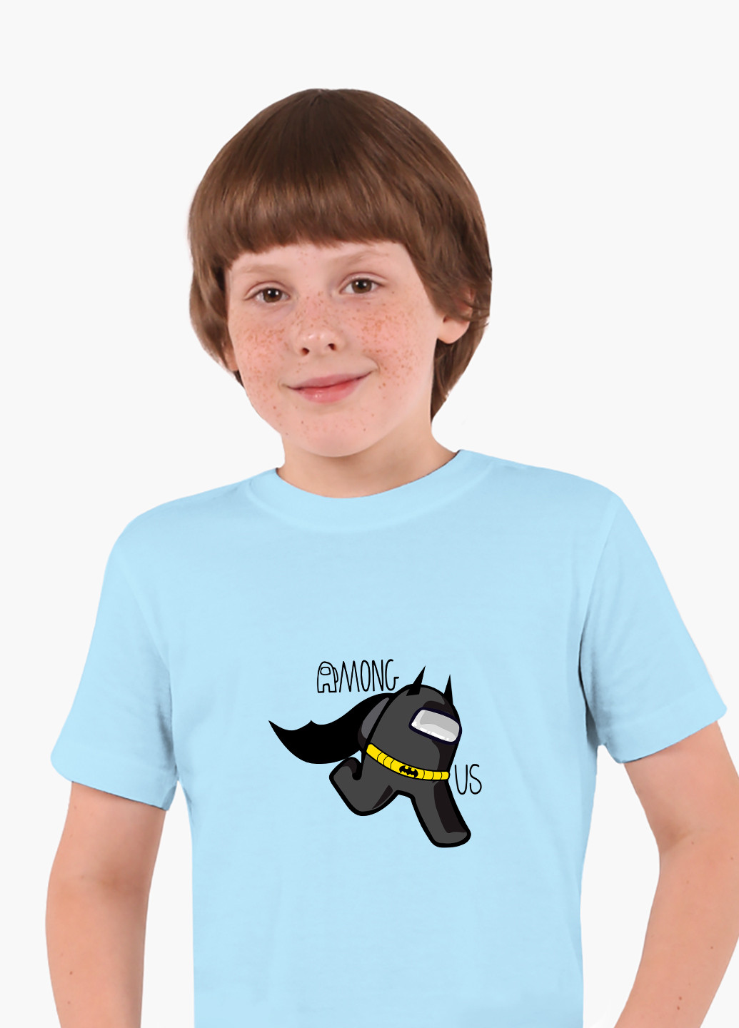 Голубая демисезонная футболка детская амонг ас бетмен бэтмен (among us batman)(9224-2430) MobiPrint